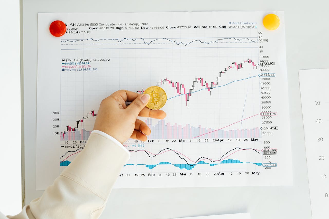hero-img-01 A hand holding a Bitcoin coin in front of a stock market chart, symbolizing analysis and finance.